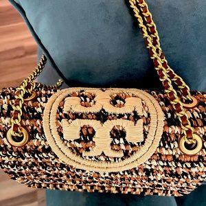 TORY BURCH Fleming Soft Raffia Convertible Shoulder Bag